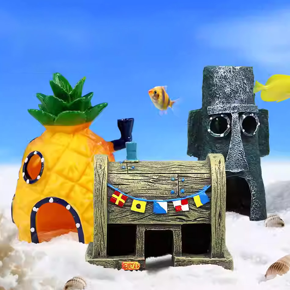 3 قطع ديكور حوض سمك على شكل من - مراجعة Aquarium Fish Japan وسعره