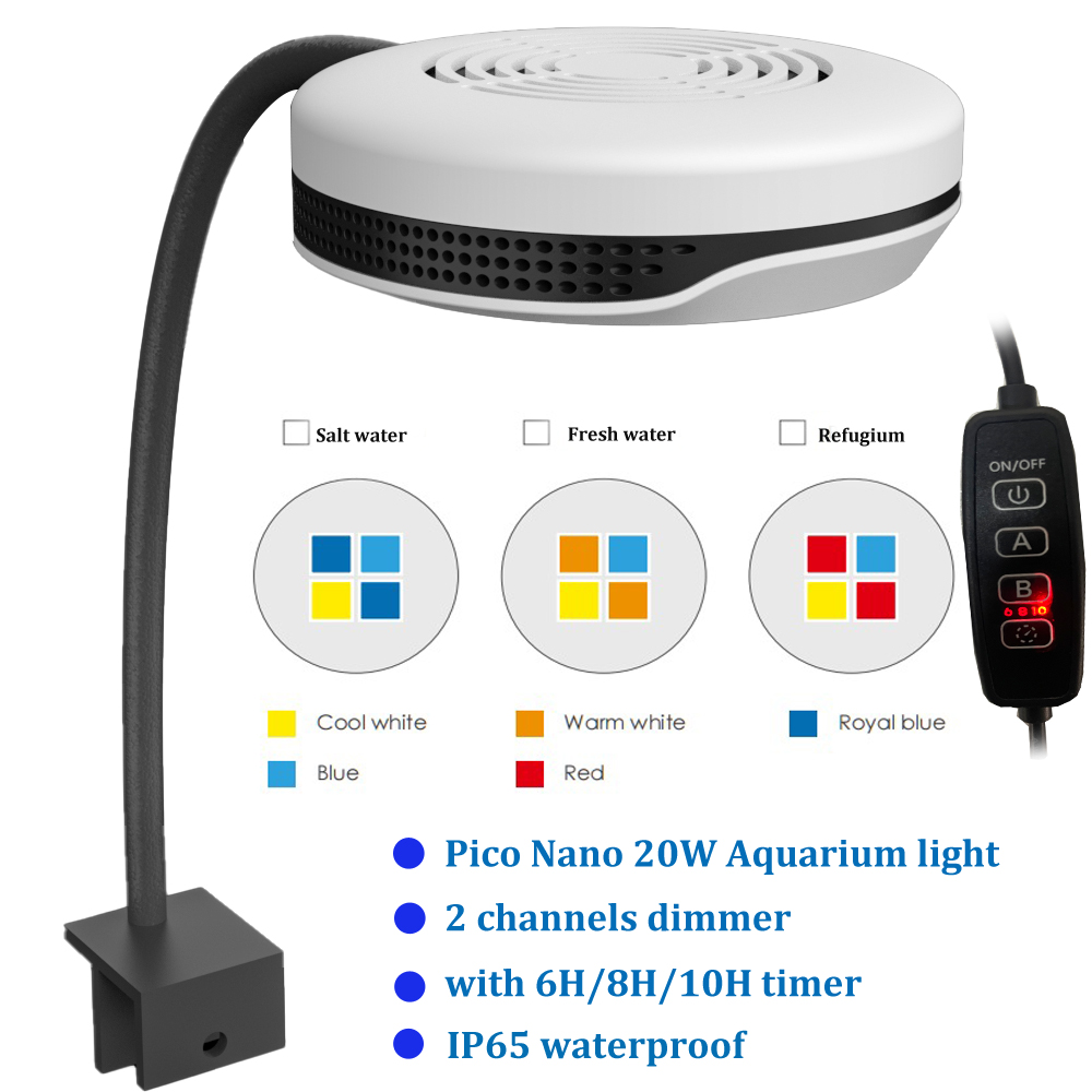 مصباح حوض أسماك LED بقوة 20 وا - مراجعة Refugium Light Nano وسعره